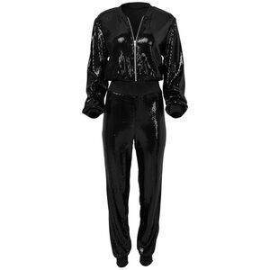 VENUS Black Sequin Jumpsuit